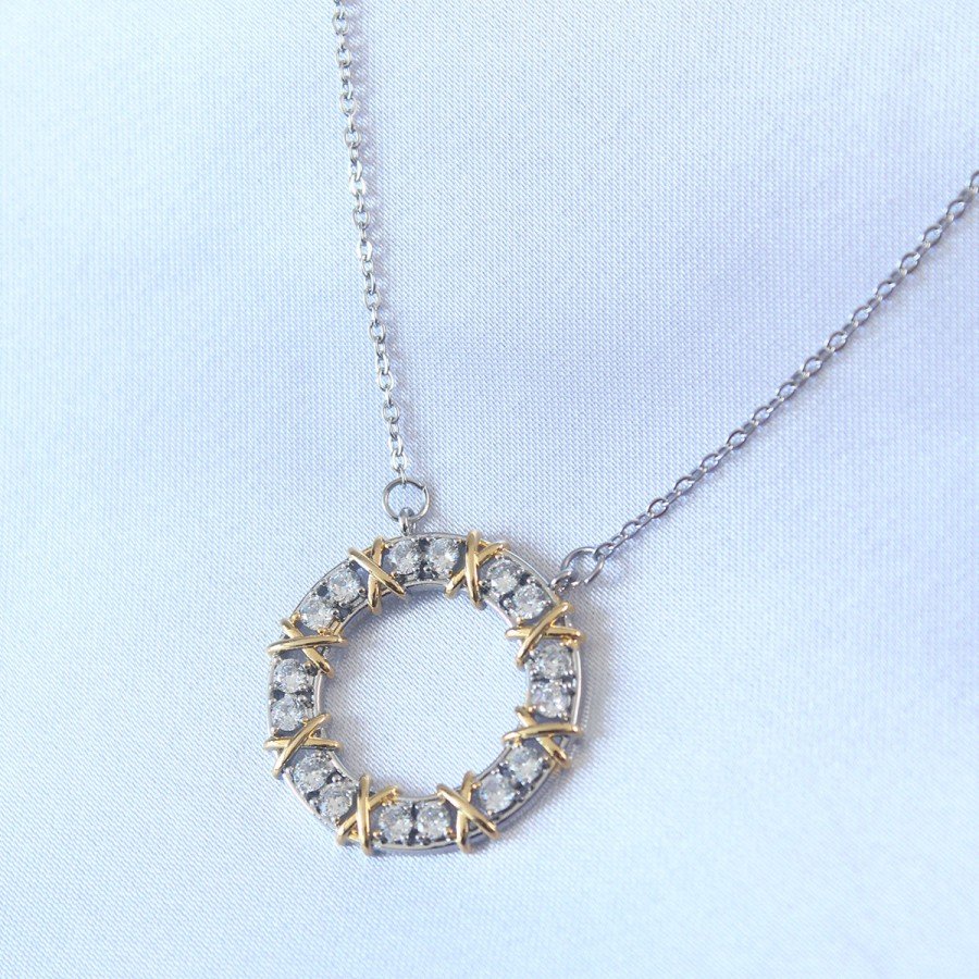 316L Steel Silver Color Zircon Stone Gold Detail Xoxo Women s Necklace