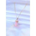 316L Steel Gold Color Crystal Pink Stone Model Women s Necklace
