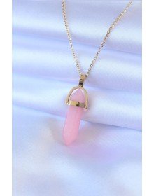316L Steel Gold Color Crystal Pink Stone Model Women's Necklace