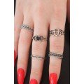 Silver Color Lotus Model Black Crystal Stone Detail Women s Ring Combination