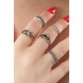 Silver Color Lotus Model Black Crystal Stone Detail Women s Ring Combination