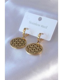 316L Steel Gold Color Lotus Model Women's Earrings