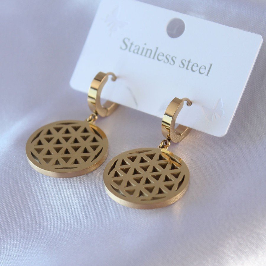 316L Steel Gold Color Lotus Model Women s Earrings 316L Steel Gold Color Lotus Model Women s Earrings
