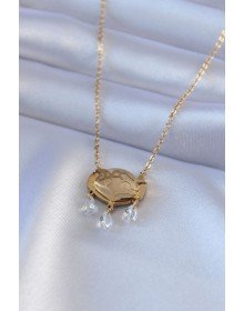 316L Steel Gold Color Lotus Model Zircon Stone Women's Necklace