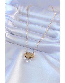 316L Steel Gold Color Lotus Model Zircon Stone Women's Necklace