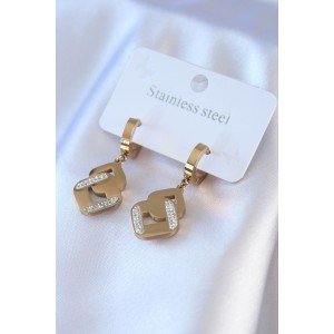 316L Steel Gold Color Zircon Stone Women's Earrings