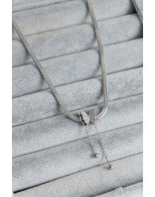 316L Steel Silver Color Italian Chain Model Silvery Butterfly Figure Women's Necklace