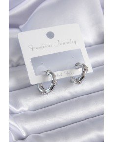 Silver Color Zircon Stone Ring Model Brass Women's Earrings