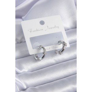 Silver Color Zircon Stone Ring Model Brass Women's Earrings