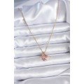 316L Steel Gold Color Chain Pink Crystal Heart Model Zircon Stone Detail Women s Necklace