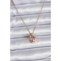 316L Steel Gold Color Chain Pink Crystal Heart Model Zircon Stone Detail Women s Necklace