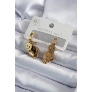 316L Steel Gold Color Dangle Skull Model Women's Earrings