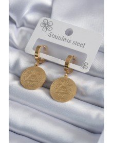 316L Steel Gold Color Pentagram Model Women's Earrings