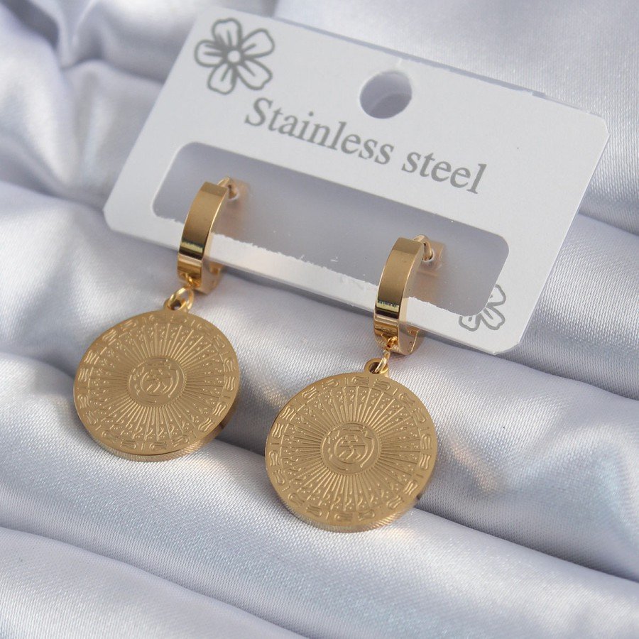316L Steel Gold Color Processing Detail Women s Earrings