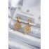 316L Steel Gold Color Heart Model Butterfly Engraved Women's Earrings