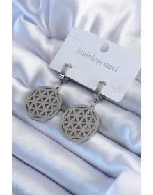 316L Steel Silver Color Lotus Model Women's Earrings