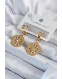 316L Steel Gold Color Polar Star Model Processing Detail Zircon Stone Women's Earrings