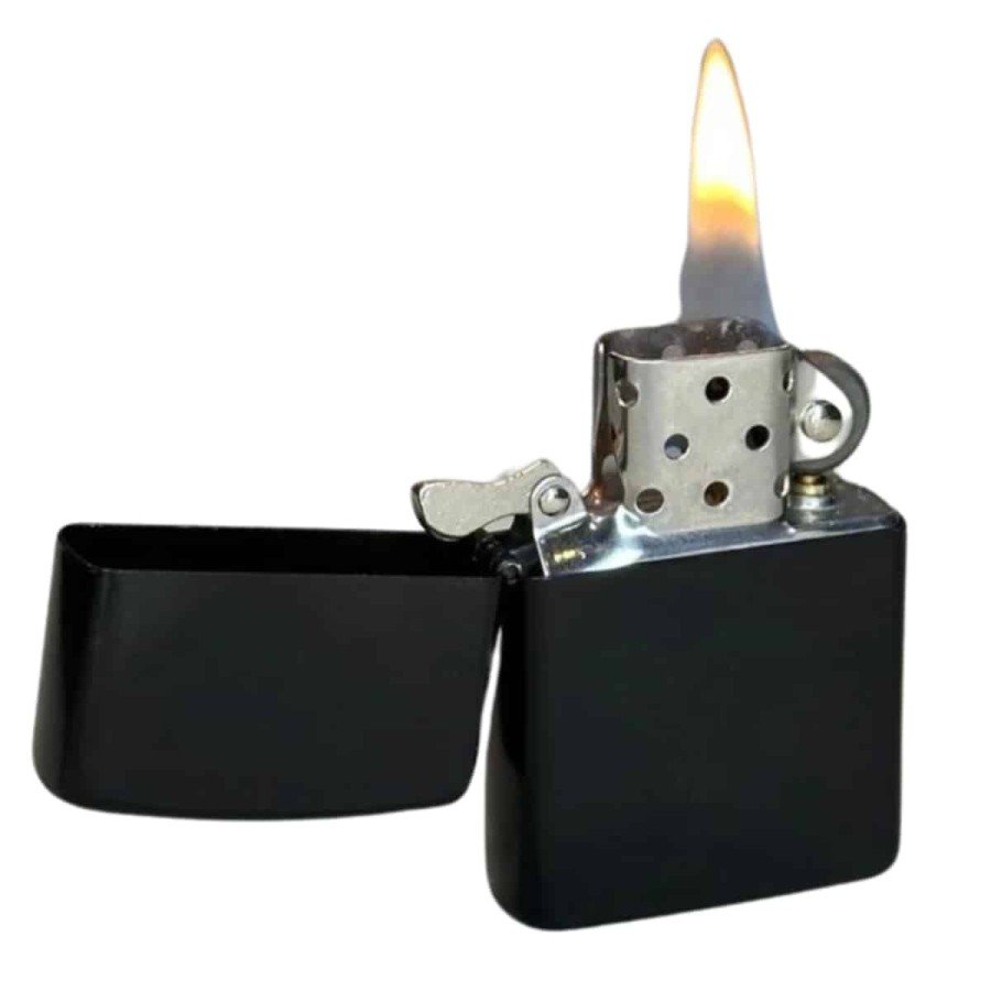 Refillable Black Gasoline Lighter Metallic