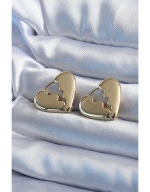 Gold Color Broken Heart Model Brass Women's Earrings