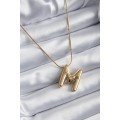 316L Steel Gold Color Bubble  M  Letter Model Women s Necklace