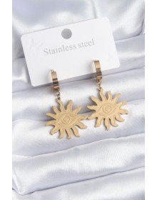 316L Steel Gold Color Sun Model Eye Engraved Women's Earrings