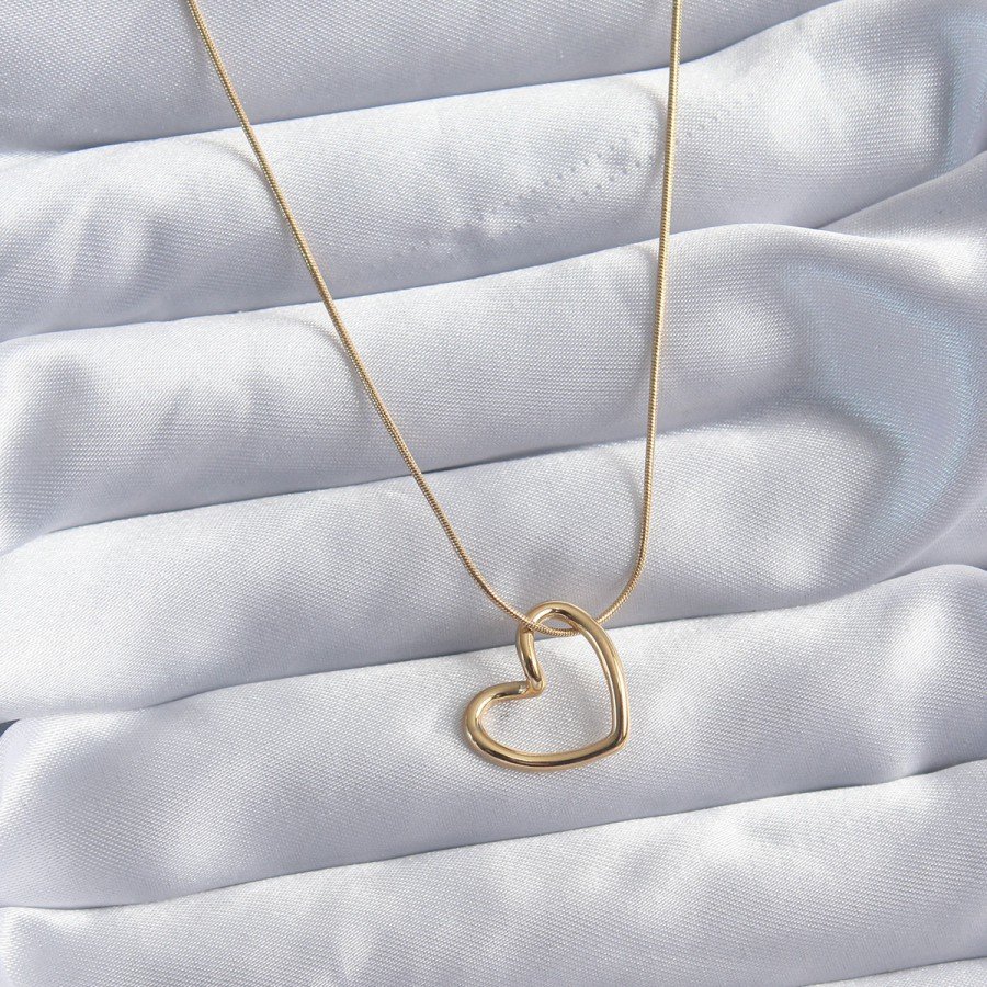 316L Steel Chain Gold Color Heart Model Women s Necklace