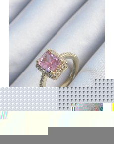 Brass Gold Color Pink Zircon Stone Women's Ring