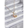 316L Steel Gold Color Crescent Cat Model Zircon Stone Detailed Women s Necklace