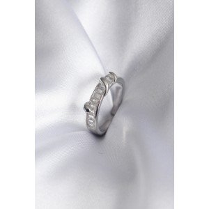 Brass Silver Color Waterway Zircon Stone Women's Ring Brass Silver Color Waterway Zircon Stone Women's Ring