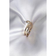 Brass Gold Color Zircon Stone Detail Heart Model Women's Ring