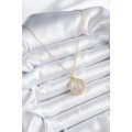 316L Steel Gold Color Zircon Stone Detail Moon Star Dome Model Women s Necklace