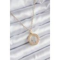 316L Steel Gold Color Zircon Stone Detail Moon Star Dome Model Women s Necklace