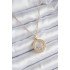 316L Steel Gold Color Zircon Stone Detail Moon Star Dome Model Women's Necklace