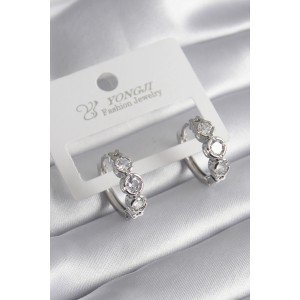 Brass Gold Color Zircon Stone Heart Detail Women's Earrings Brass Gold Color Zircon Stone Heart Detail Women's Earrings