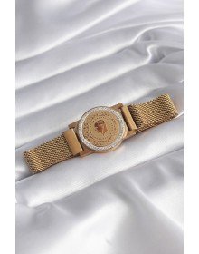 316L Steel Gold Color Magnetic Wicker Zircon Stone Quarter Gold Model Women's Bracelet