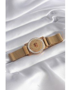 316L Steel Gold Color Magnetic Wicker Zircon Stone Quarter Gold Model Women's Bracelet