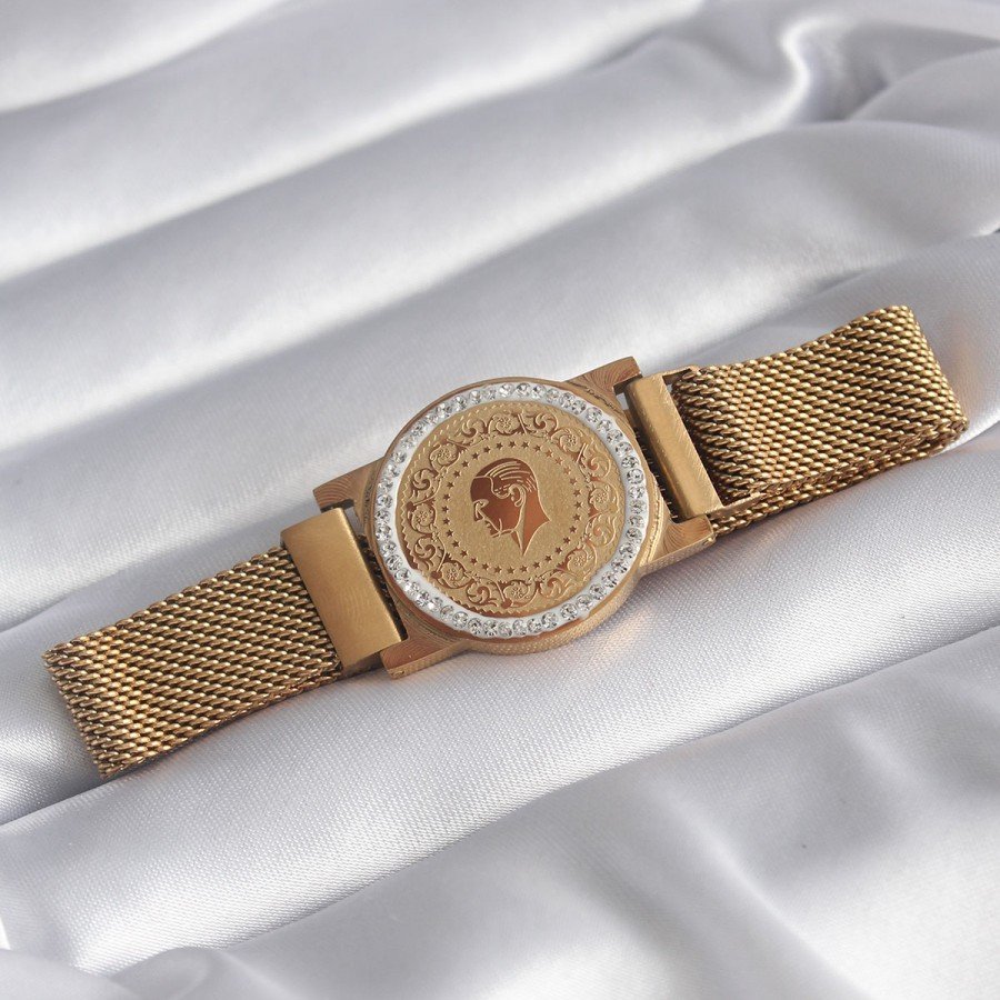 316L Steel Gold Color Magnetic Wicker Zircon Stone Quarter Gold Model Women s Bracelet