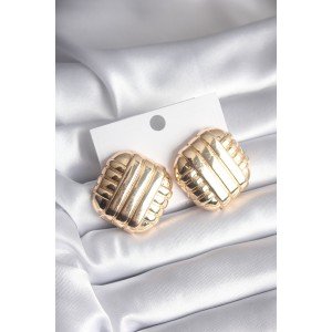 Brass Gold Color Processing Detail Women's Earrings Brass Gold Color Processing Detail Women's Earrings