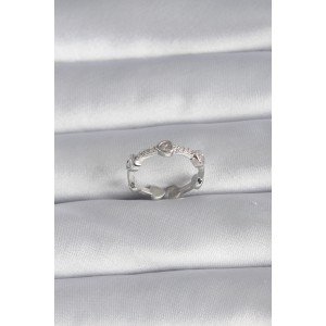 Brass Silver Color Heart Model Zircon Stone Detail Women's Ring Brass Silver Color Heart Model Zircon Stone Detail Women's Ring