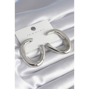 Brass Silver Color Ring Model Women's Earrings Brass Silver Color Ring Model Women's Earrings