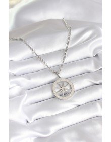 316L Steel Silver Color Zircon Stone Dream Catcher Model Peeing Detail Women's Necklace