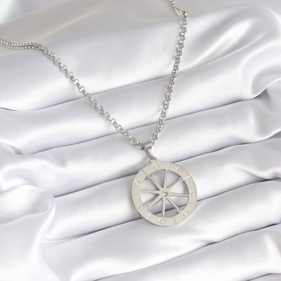 316L Steel Silver Color Zircon Stone Dream Catcher Model Peeing Detail Women s Necklace