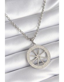 316L Steel Silver Color Zircon Stone Dream Catcher Model Peeing Detail Women's Necklace