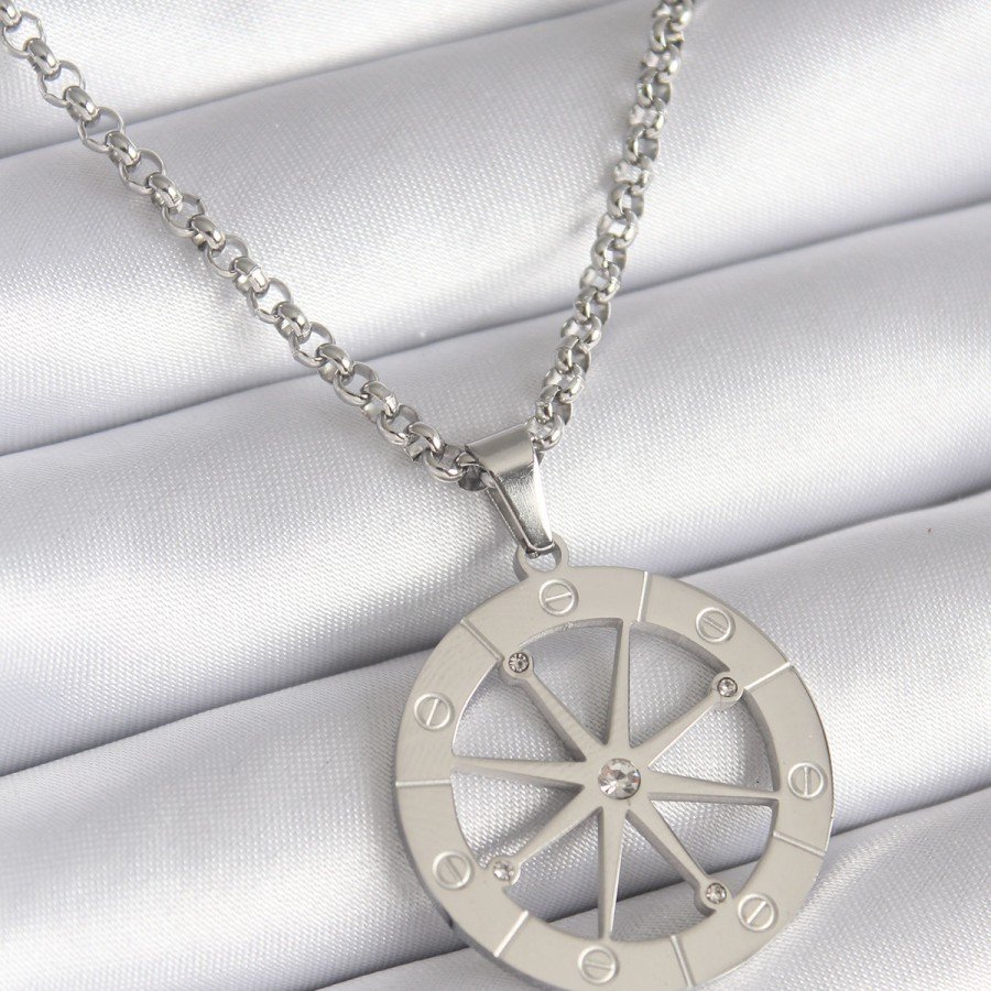 316L Steel Silver Color Zircon Stone Dream Catcher Model Peeing Detail Women s Necklace