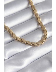 316L Steel Gold Color Laser Cut Barley Chain Model Women's Necklace