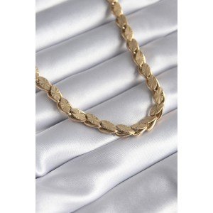 316L Steel Gold Color Laser Cut Barley Chain Model Women's Necklace