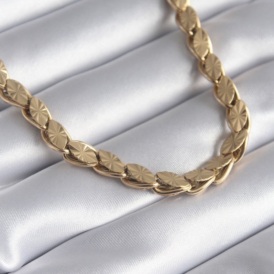 316L Steel Gold Color Laser Cut Barley Chain Model Women s Necklace 316L Steel Gold Color Laser Cut Barley Chain Model Women s Necklace