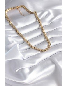 316L Steel Gold Color Laser Cut Barley Chain Model Women's Necklace