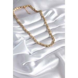 316L Steel Gold Color Laser Cut Barley Chain Model Women's Necklace