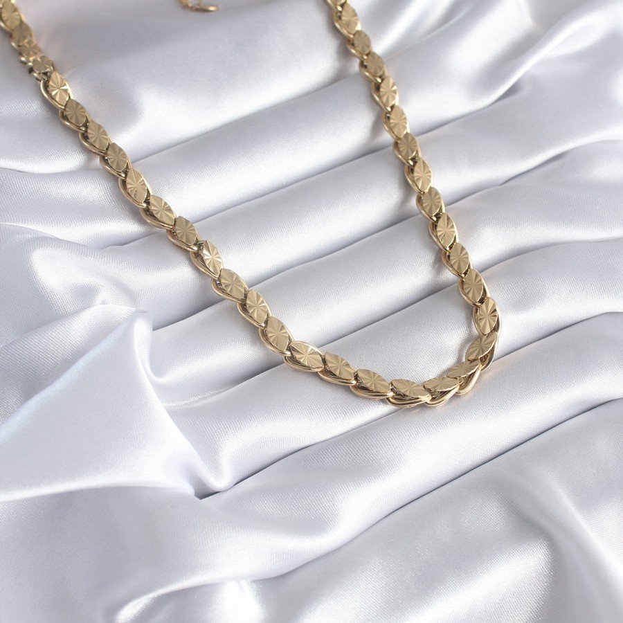 316L Steel Gold Color Laser Cut Barley Chain Model Women s Necklace 316L Steel Gold Color Laser Cut Barley Chain Model Women s Necklace